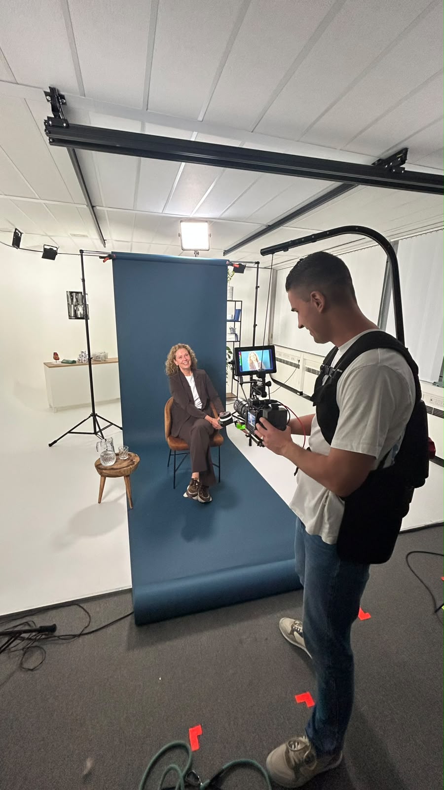 Opname van een lesvideo in de studio